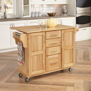 Natural Breakfast Bar Kitchen Cart with Wood Top